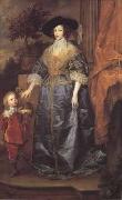 Anthony Van Dyck Portrait of queen henrietta maria with sir jeffrey hudson (mk03) oil on canvas